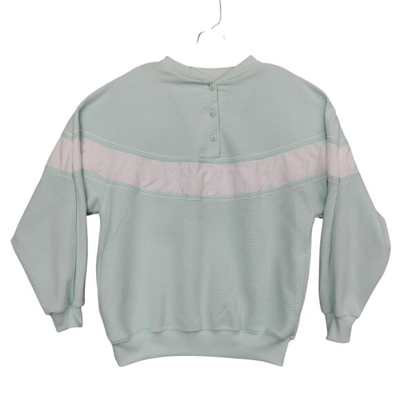 Vintage Lavon by Cheerful Corp Sweatshirt Top Size Small Mint Green and White - Picture 3 of 8